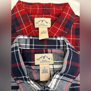Blue Mountain Women's Flannel Shirts Size S Long Sleeve Button Down Lot Of 2 New